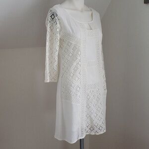 City Studio Junior White Casual 3/4 sleeve Dress, Size S